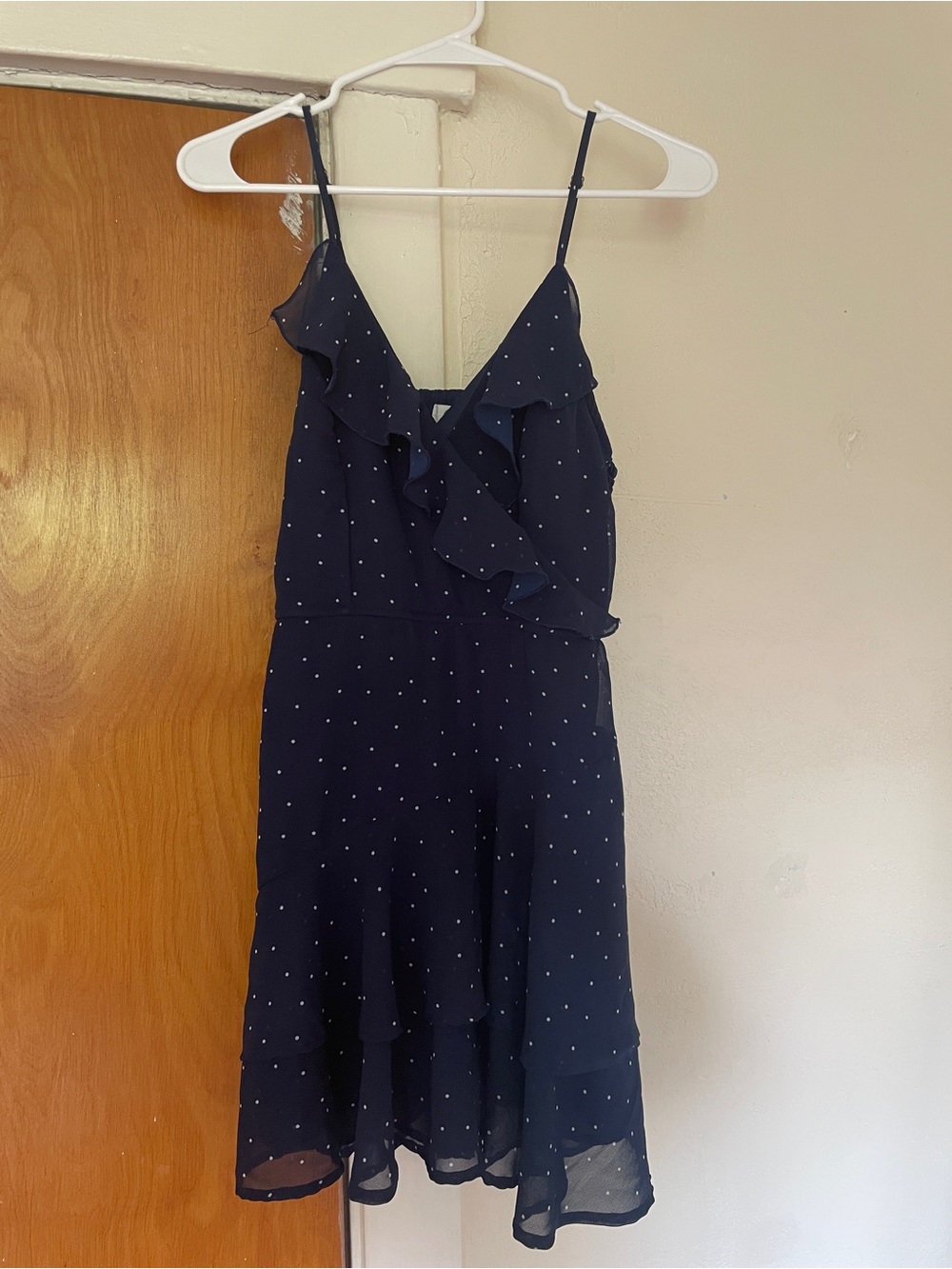 Navy polka dot romper